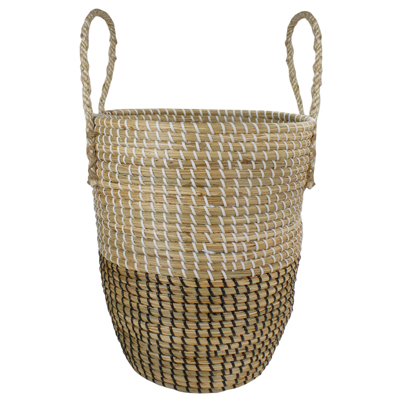 Northlight 14.5&#x22; Natural Woven Seagrass Wicker Storage Basket with Handles